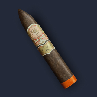 A My Father Le Bijou 1922 torpedo in dark oscuro wrapper, with a cream and gold band and an orange foot band.