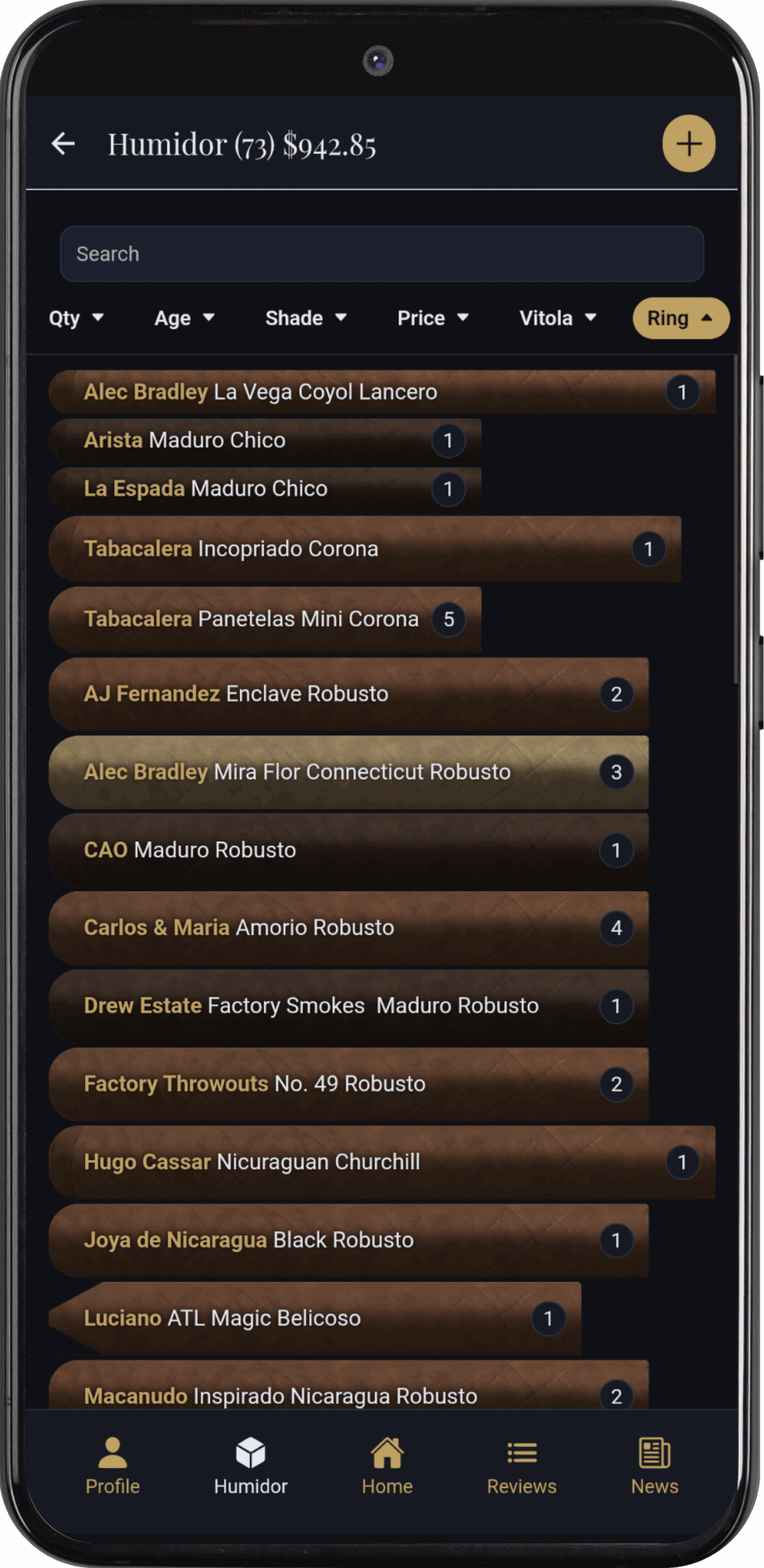 Filter Cigars by Ring Gauge